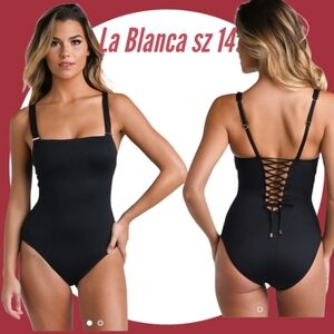 NWT La Blanca Swinsuit One Piece Classic Black Sz 14